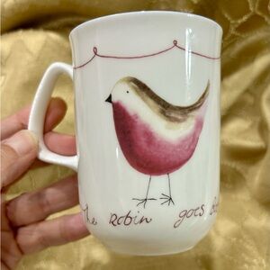 Rose of England Tea Mug Fine Bone China Charming Robin with Song Lyric Single